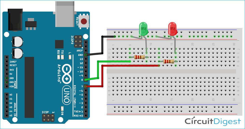 Arduino FreeRTOS Blinking LED Circuit Diagram