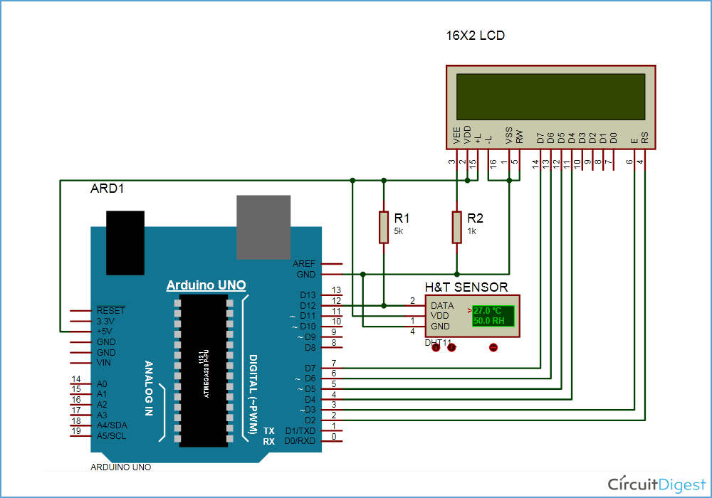 Arduino Humidity Sensor Circuit Diagram