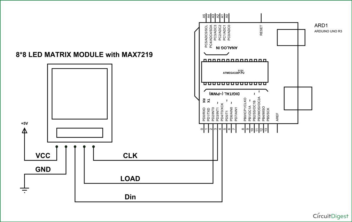 Arduino LED Matrix Circuit Diagram