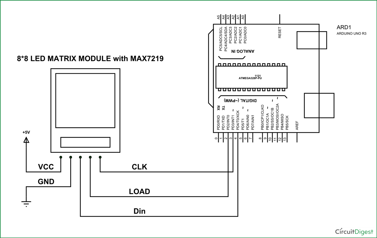 Arduino 8x8 Led Matrix Project With Circuit Diagram And Code 2086