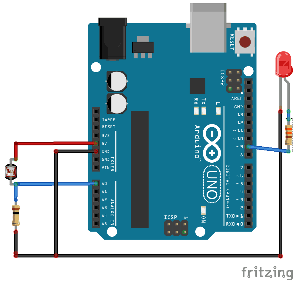 switch case arduino light sensor