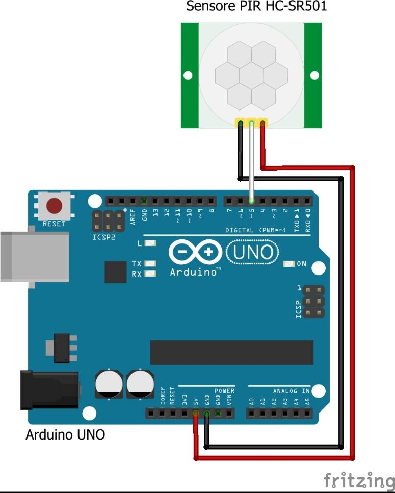 Arduino PIR Motion Sensor Interfacing Circuit Diagram