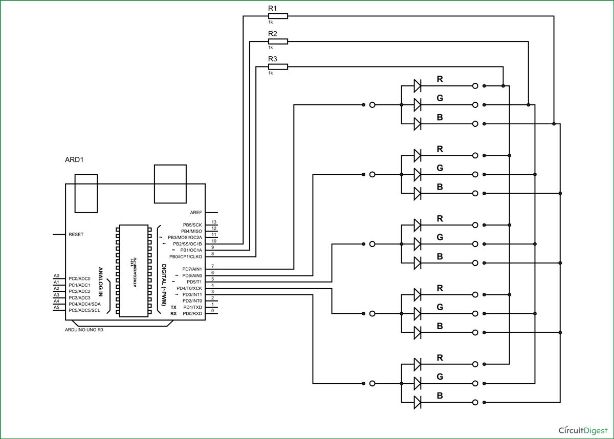 Arduino RGB LED Circuit Diagram