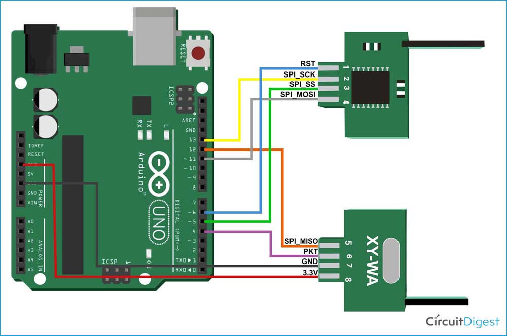 XY-WA Module Interface with Arduino Uno Circuit Diagram