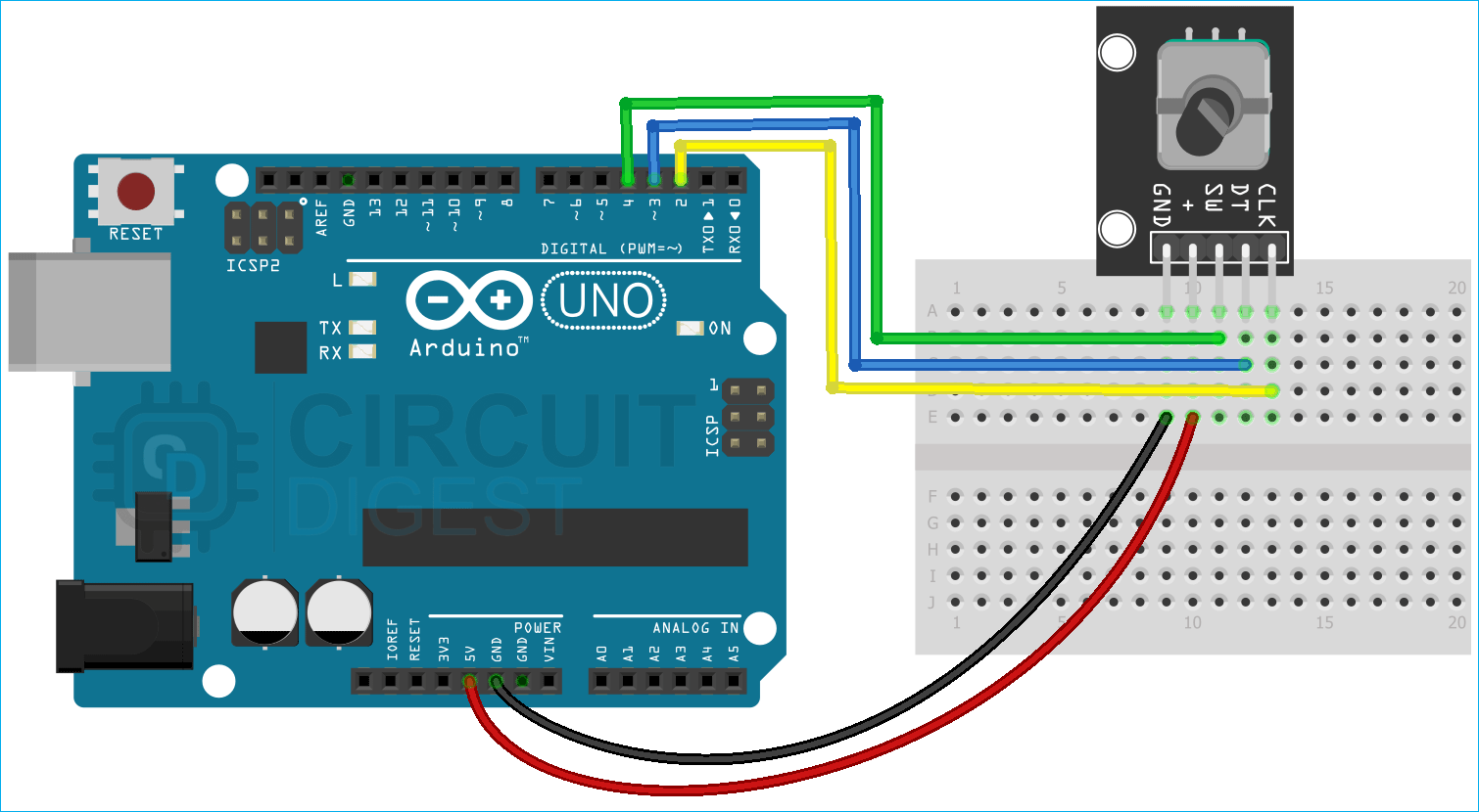 Arduino Rotary Encoder Module Circuit Diagram