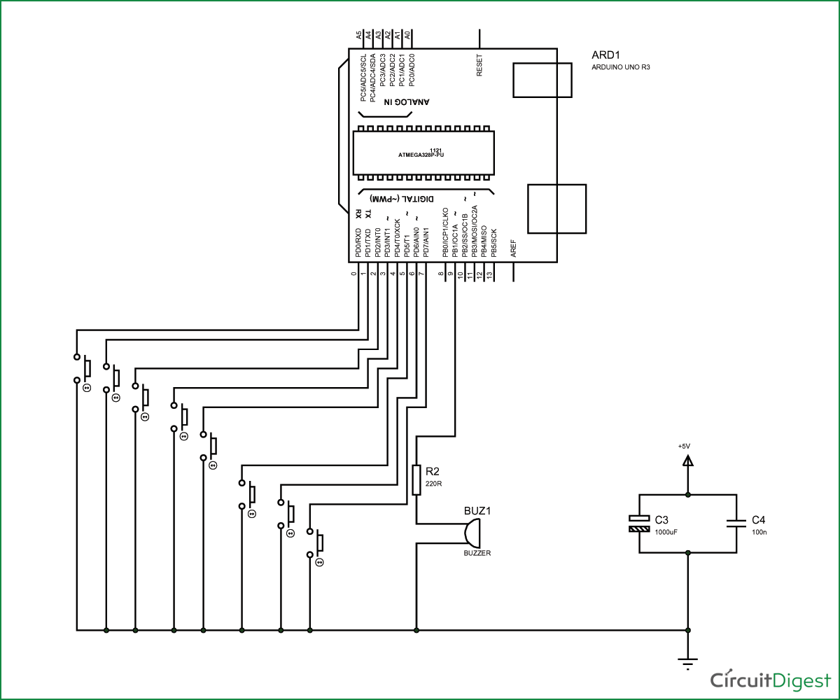 Arduino Tone Generator Circuit Diagram