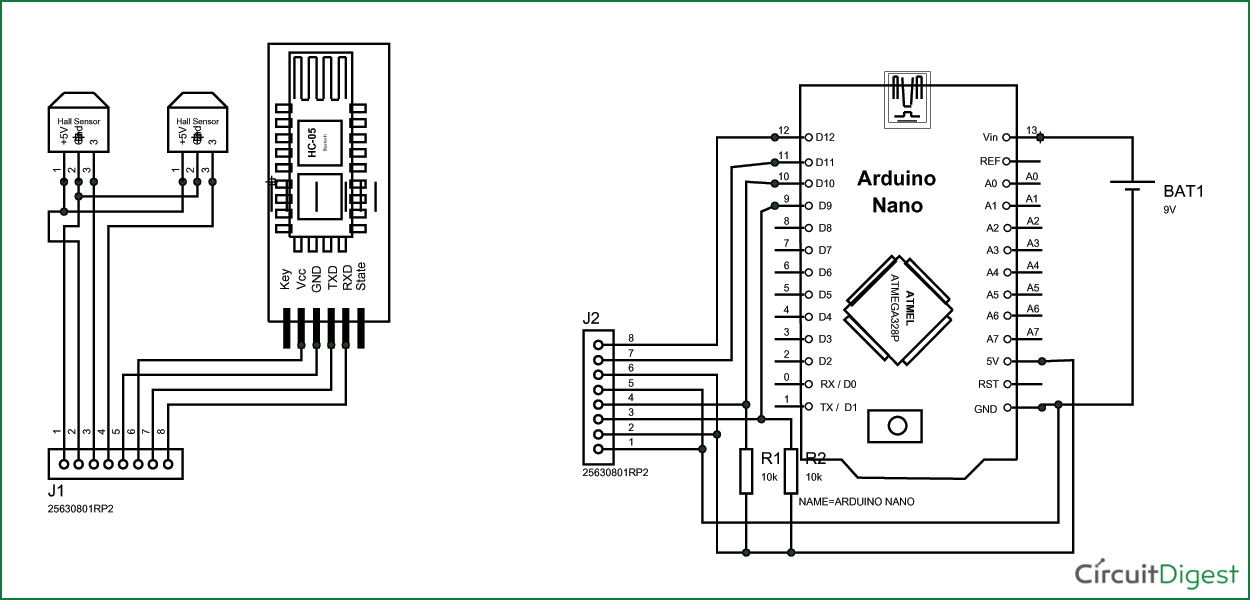 Circuit Diagram for Virtual Reality Project using Arduino