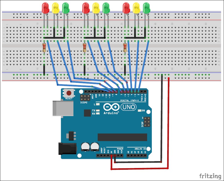 Arduino Traffic Light Controller Project with Circuit Diagram and Code