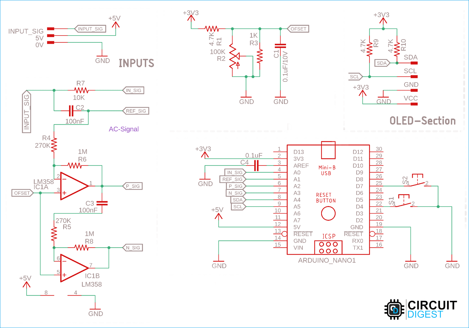 Arduino Oscilloscope Circuit Diagram