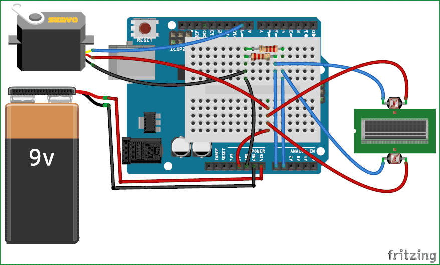 Arduino à¹à¸ªà¸‡à¸­à¸²à¸—à¸´à¸•à¸¢à¹Œà¹à¸œà¸‡à¸•à¸´à¸”à¸•à¸²à¸¡à¹‚à¸”à¸¢à¹ƒà¸Šà¹‰-LDR à¸§à¸‡à¸ˆà¸£à¹à¸œà¸™à¸ à¸²à¸ž