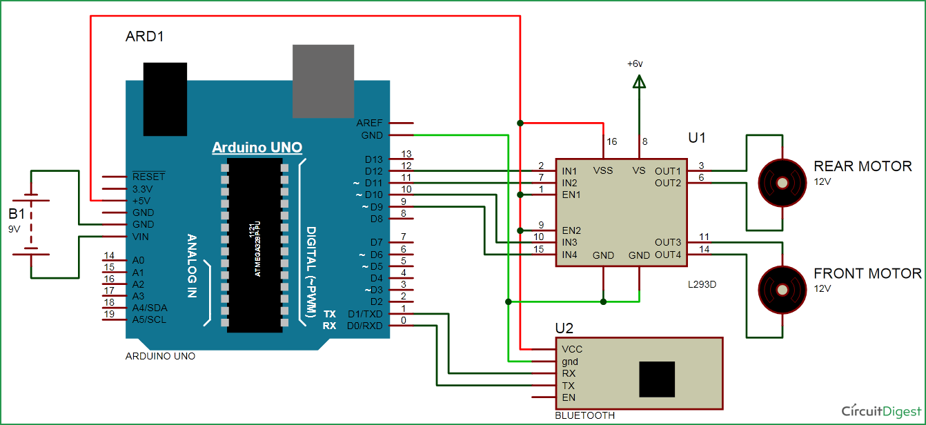 Bluetooth Controlled Robot Car using Arduino android block diagram app 