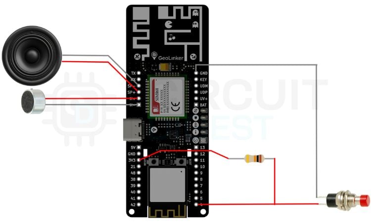 Circuit Diagram ESP32 GSM Calling Device