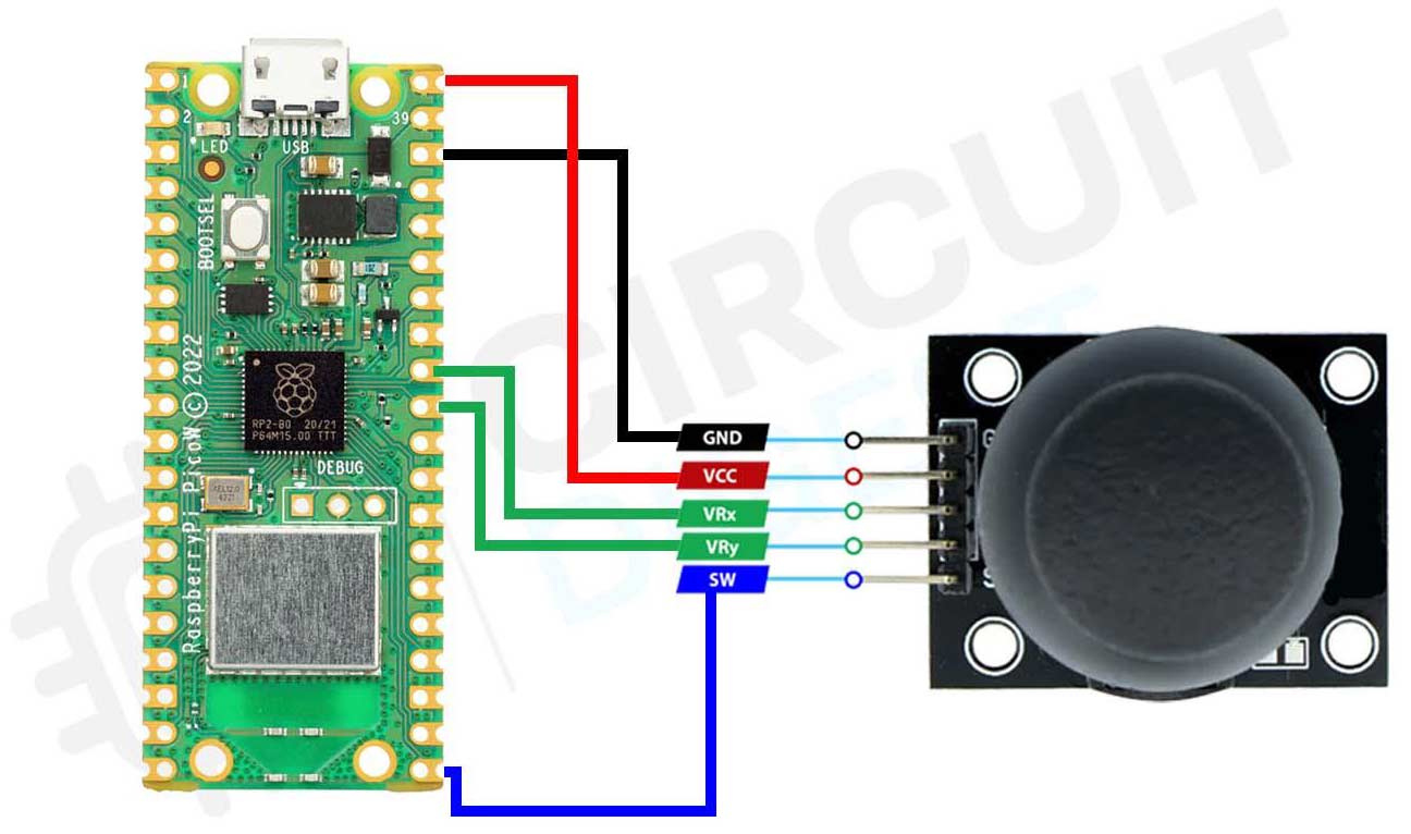 Circuit Diagram - Interface Raspberry Pi Pico W with Joystick Module