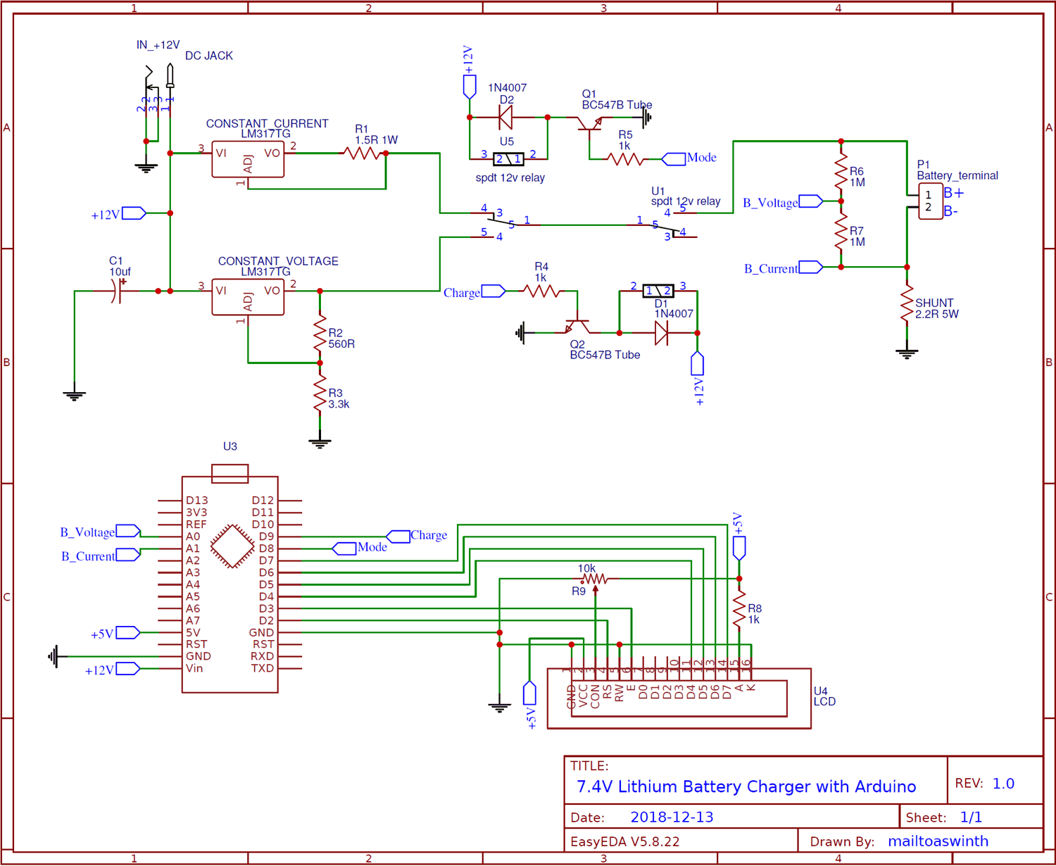 Battery Charger Circuits Schematic