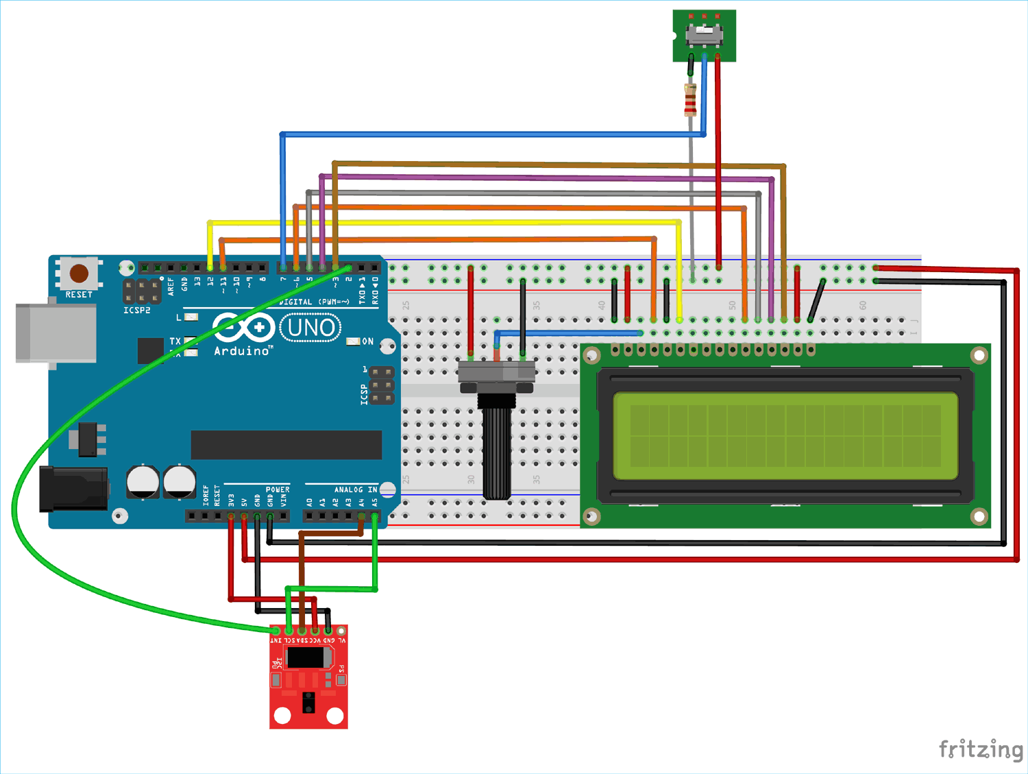 Arduino APDS9960 RGB and Gesture Sensor Circuit Diagram