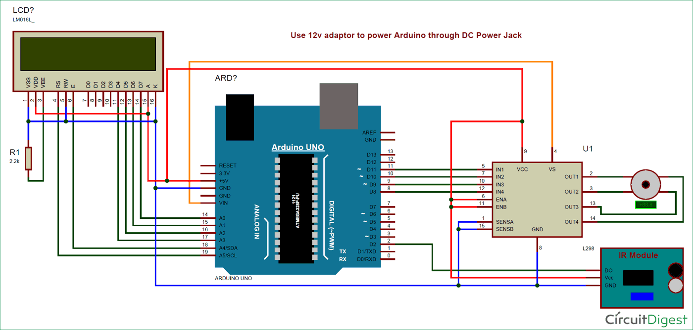 แผนภาพสำหรับ Analog Speedometer ใช้ Arduino และ IR Sensor