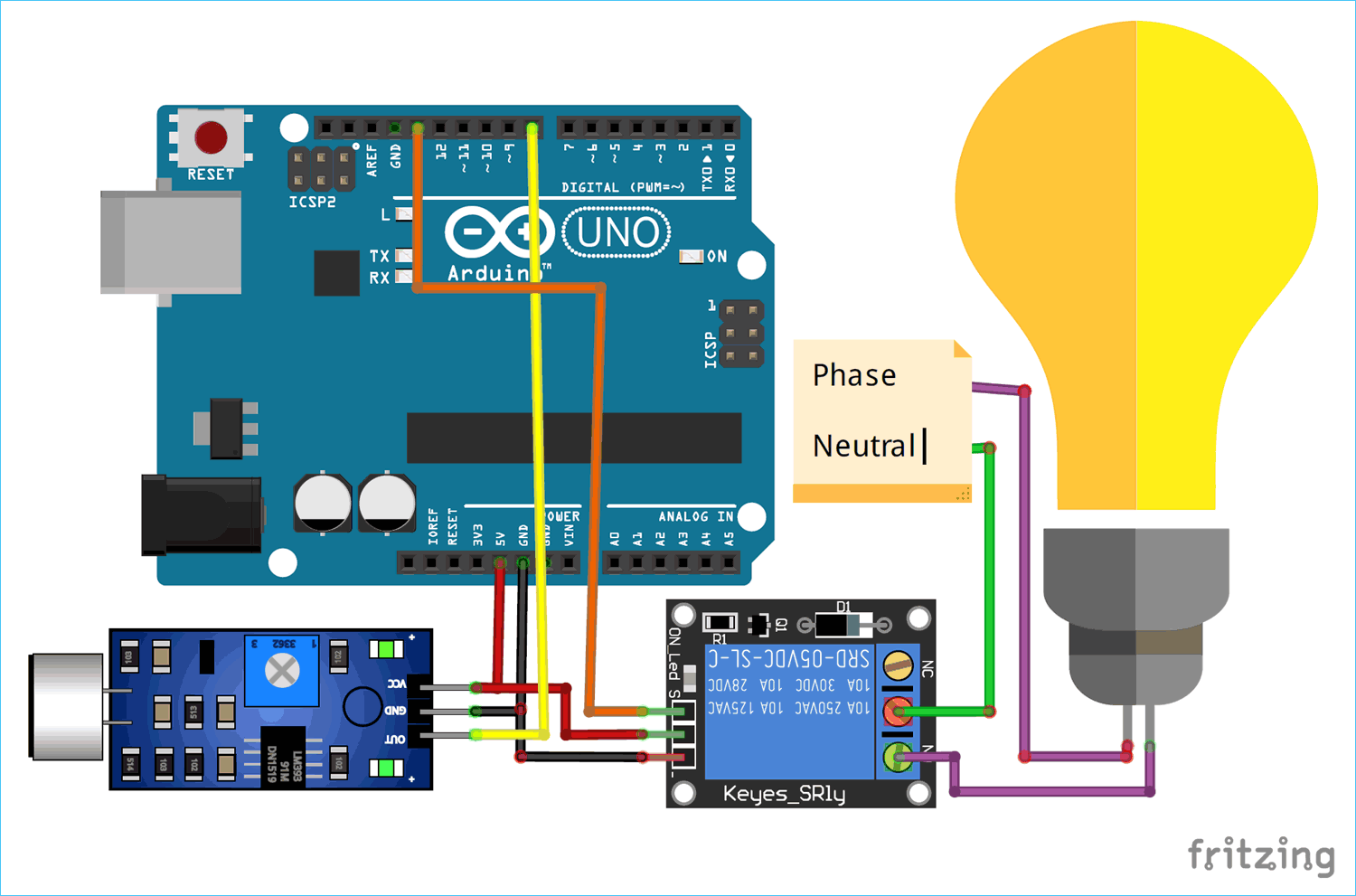 Arduino Whistle Detector Switch Circuit Diagram