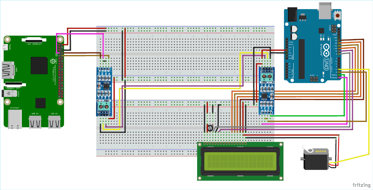 Circuit Diagram for RS-485 Serial Communication between Raspberry Pi and Arduino UNO
