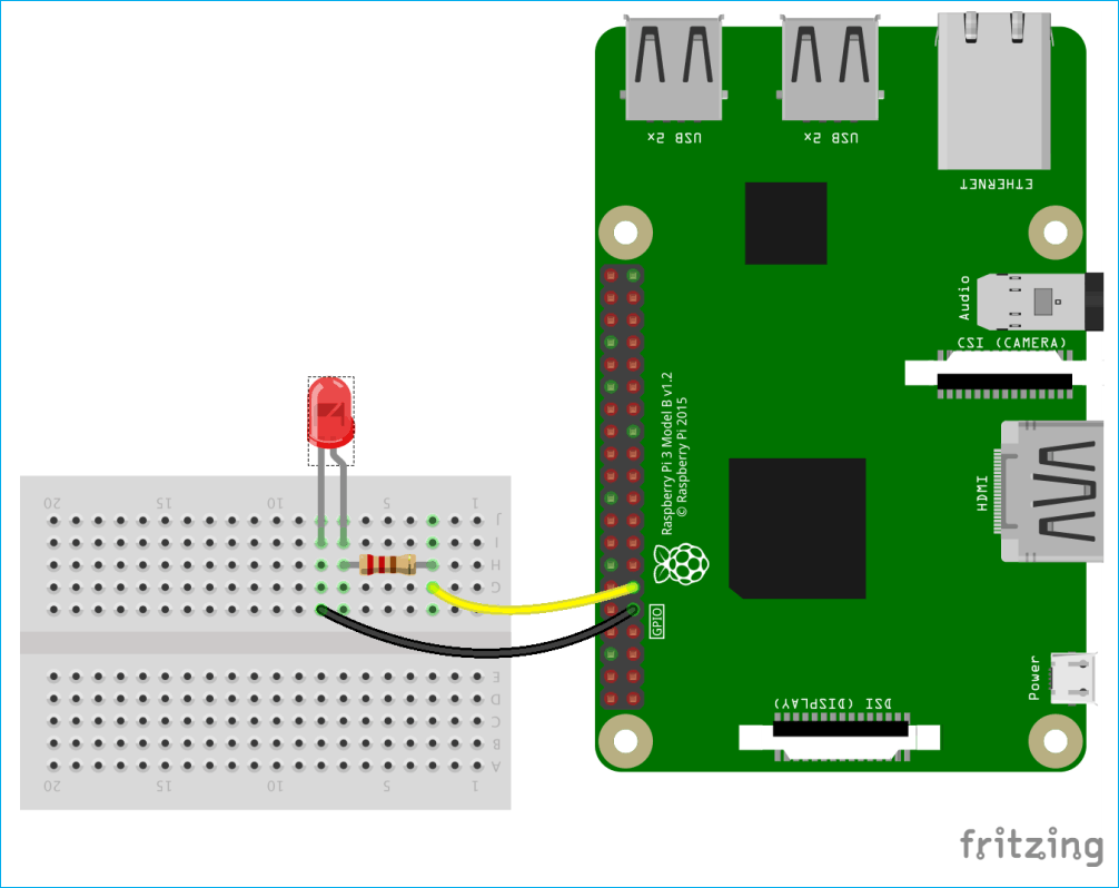 Circuit Diagram for Controlling the Pi GPIO using Node RED flow