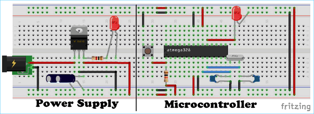Circuit Diagram for DIY Breadboard Arduino Circuit