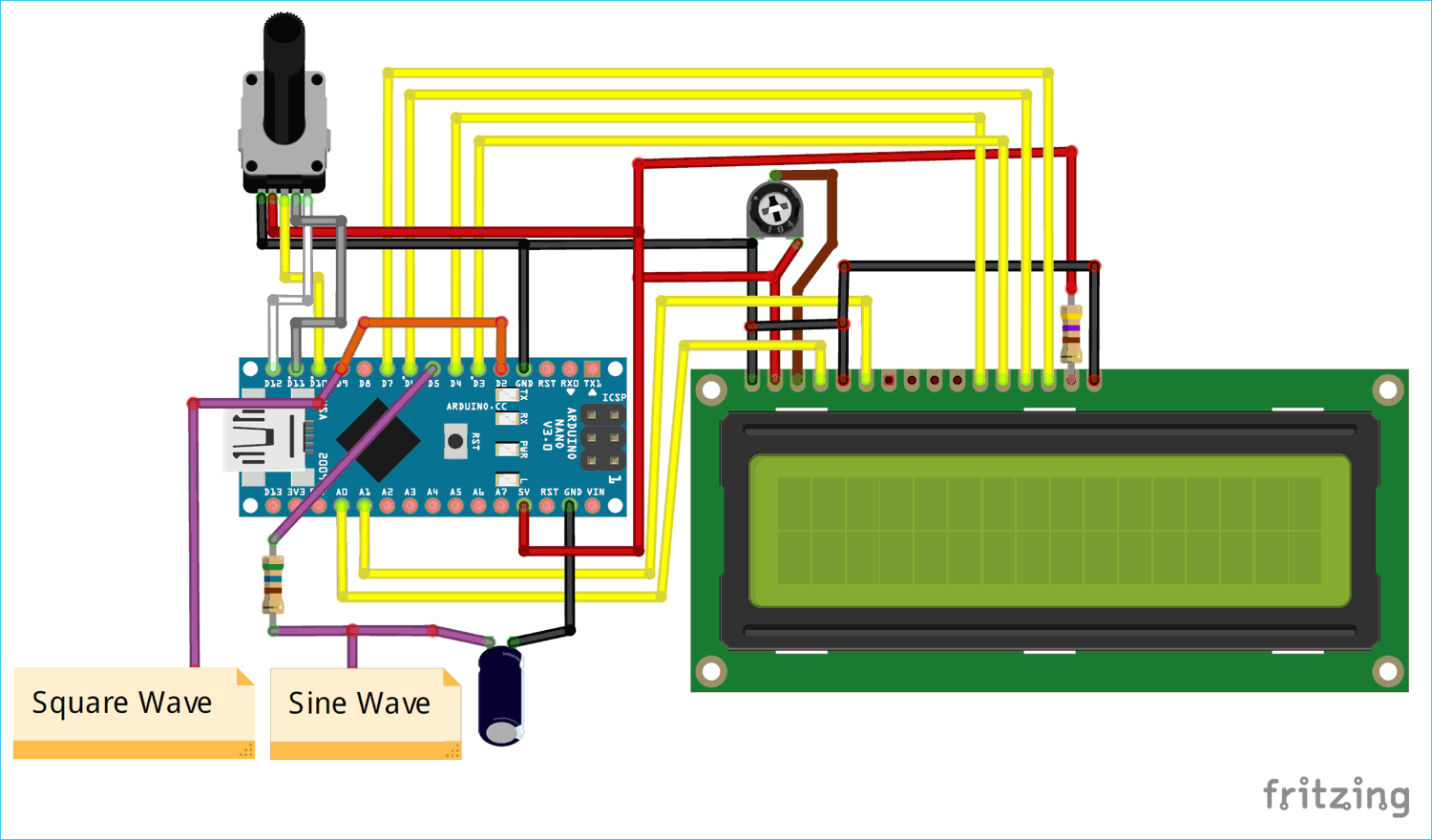 Circuit Diagram for DIY Waveform Generator using Arduino​
