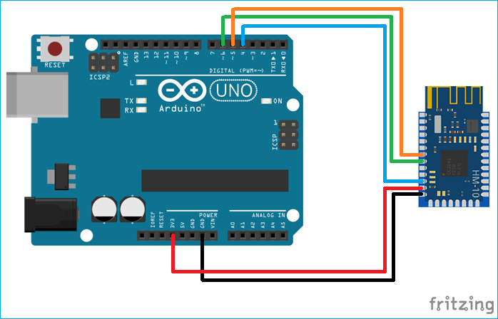 Circuit Diagram for Flashing the Firmware on Clone HM-10 BLE Module using Arduino Uno