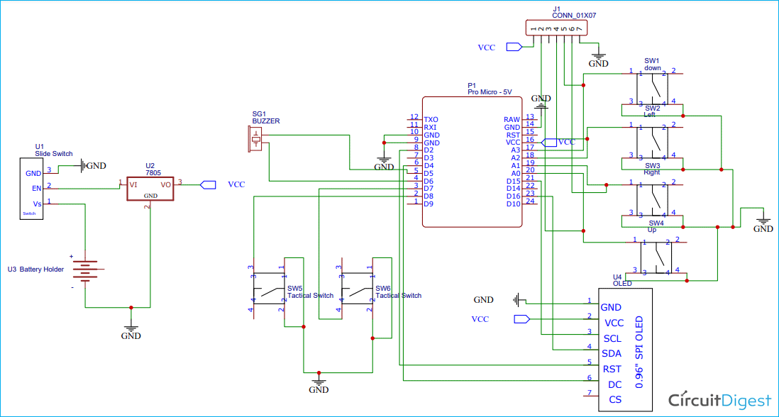 Circuit Diagram for Handheld Game Console