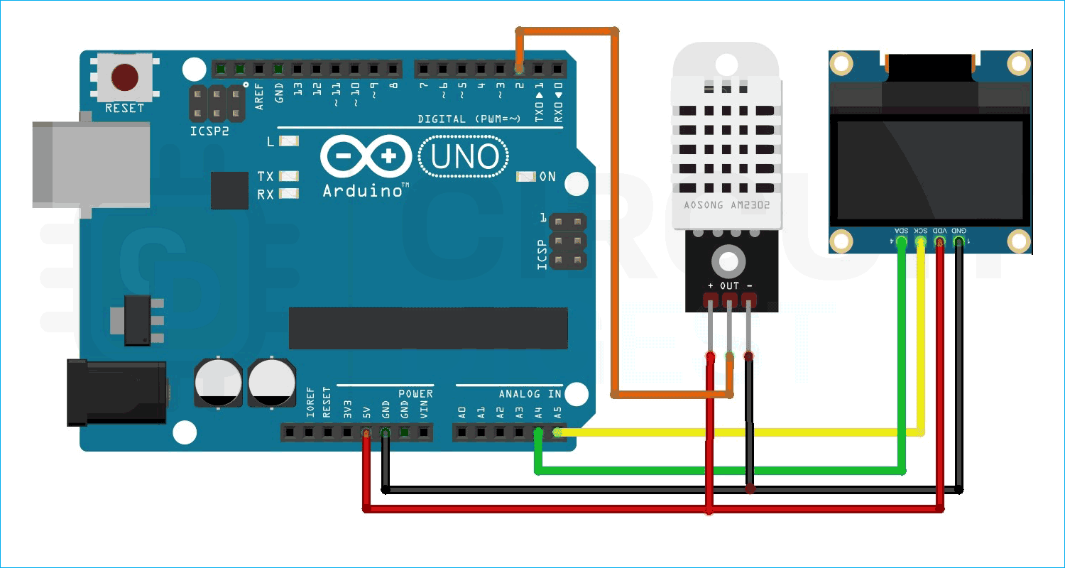 Circuit Diagram for Interfacing DHT22 Sensor with Arduino