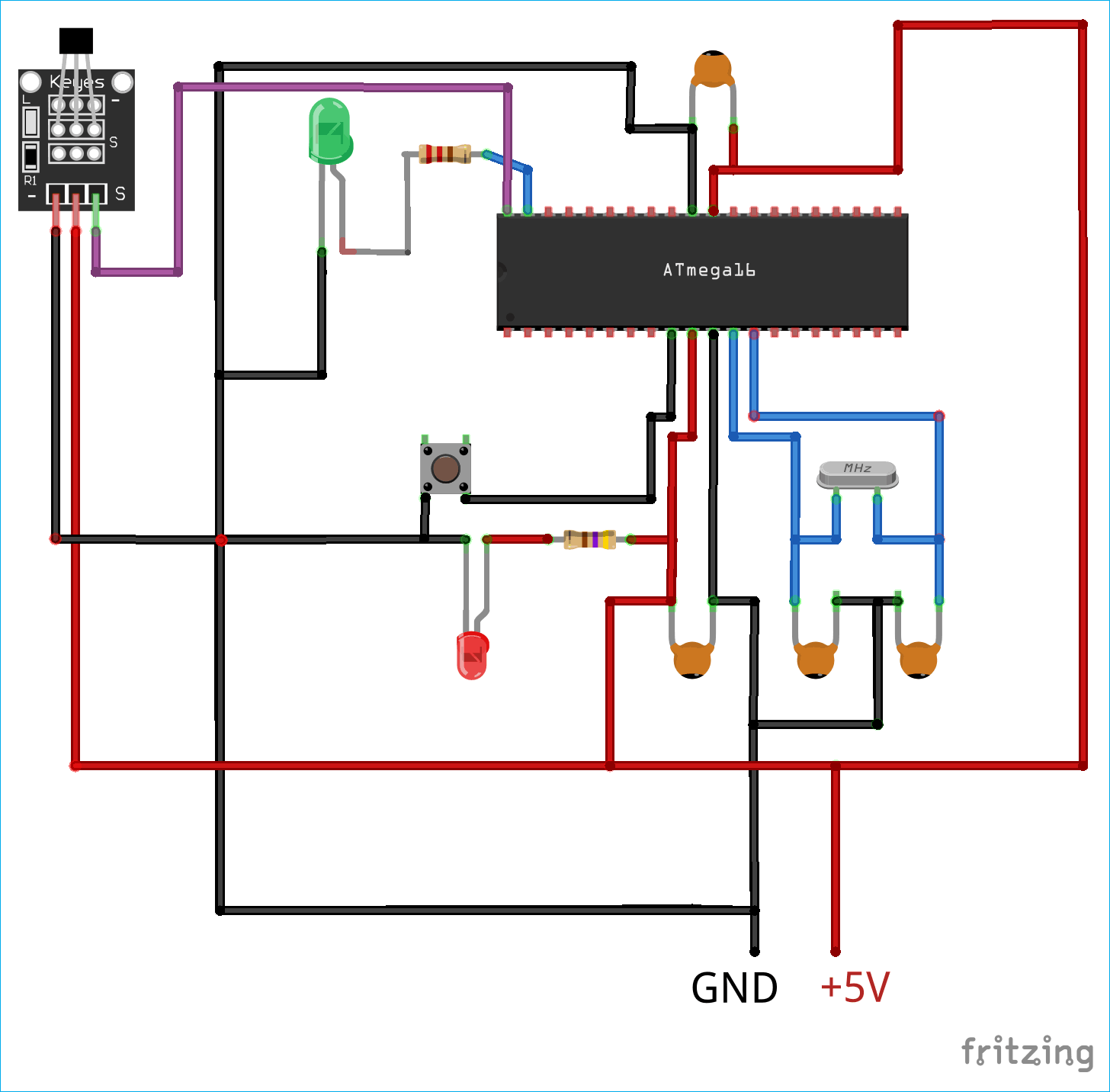 AVR Atmega16 Microcontroller Hall Sensor Interfacing Circuit Diagram