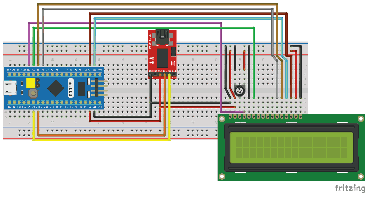 Circuit Diagram for Interfacing LCD with STM32