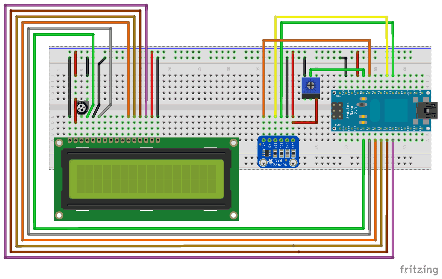 Circuit Diagram for Interfacing MCP4725 Digital-to-Analog Converter with Arduino
