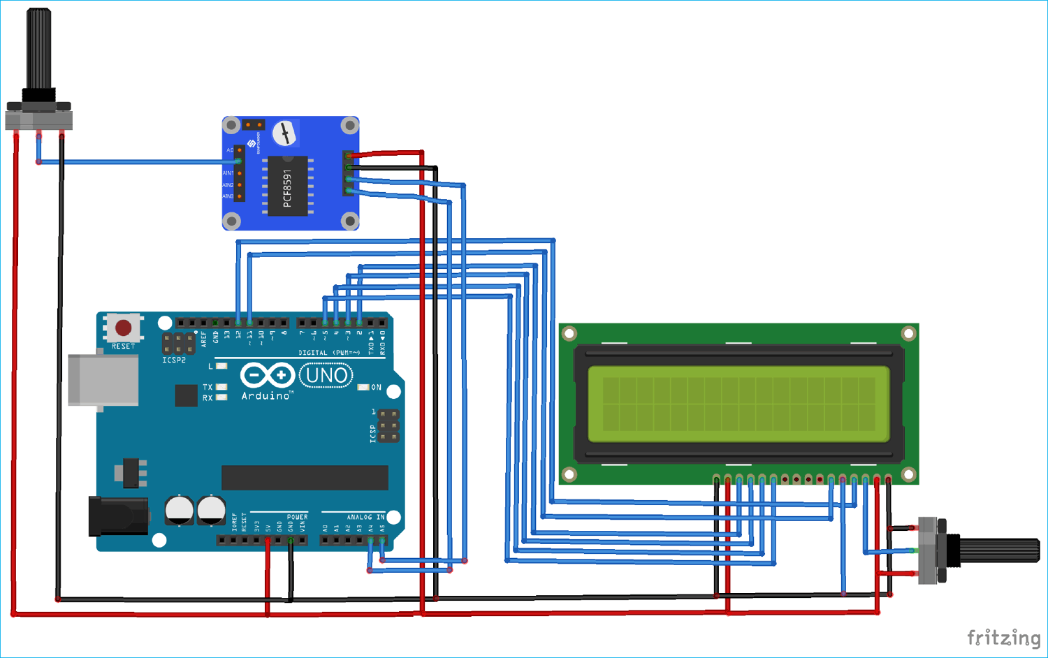 Arduino PCF8591 ADC Module Circuit Diagram