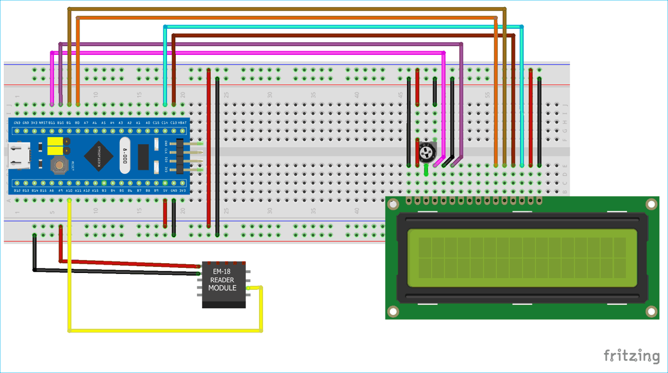 Circuit Diagram for Interfacing RFID with STM32 Microcontroller