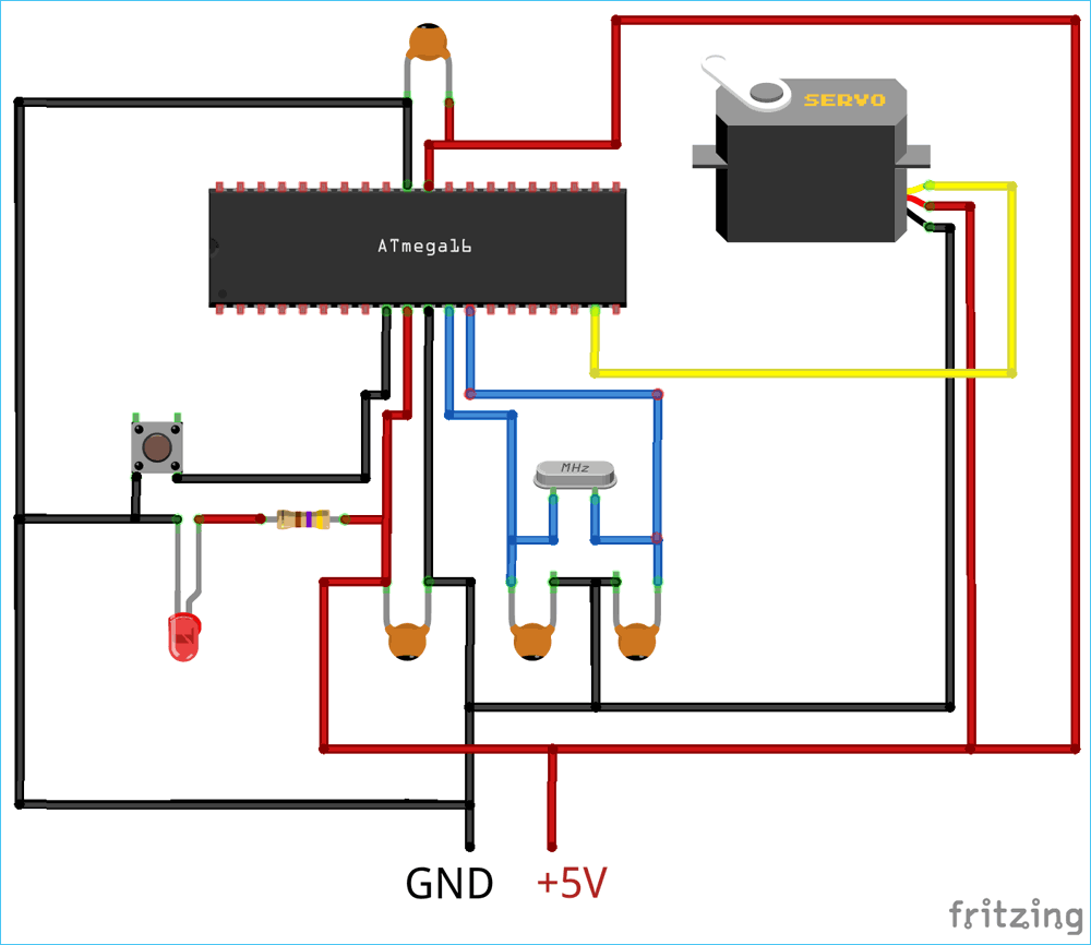 Circuit Diagram for Interfacing Servo Motor with Atmega16