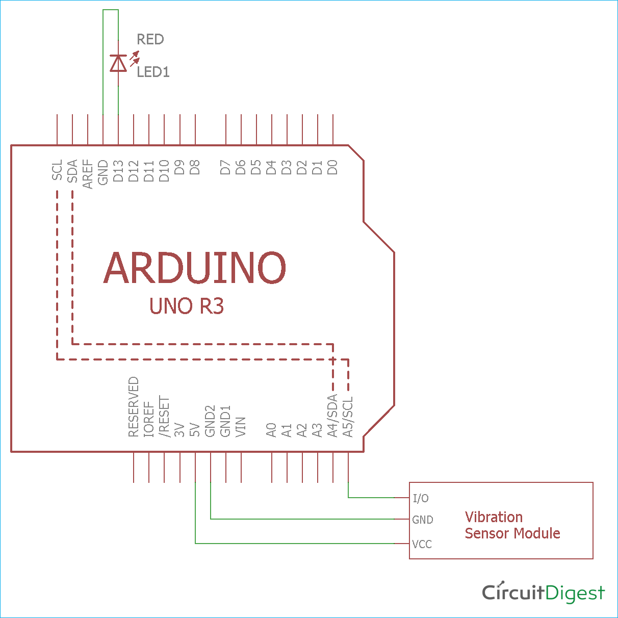 Arduino Vibration Sensor Circuit Diagram