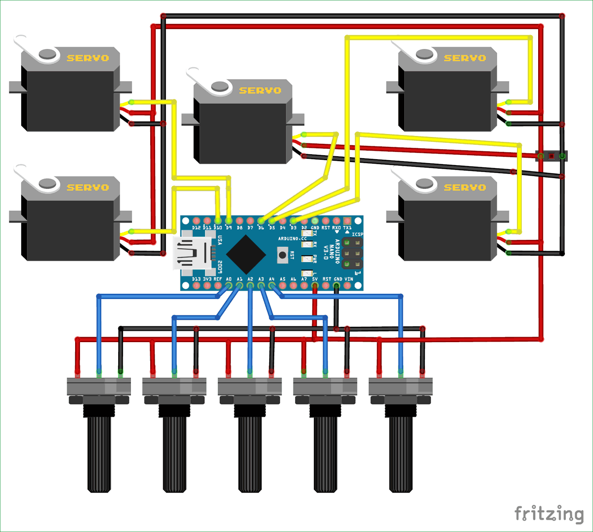 แผนภาพสำหรับการบันทึกและเล่น 3D แขนพิมพ์ด้วย Arduino