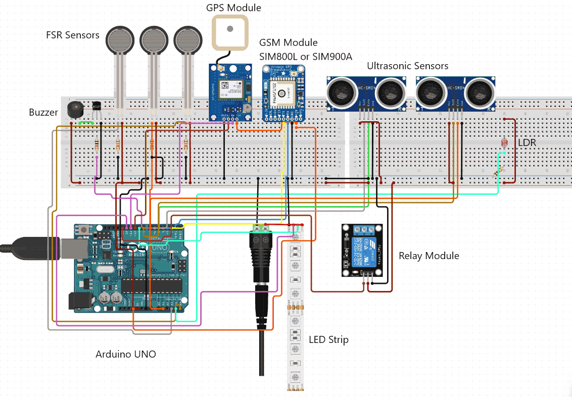 Circuit Diagram for Arduino Social Distancing System
