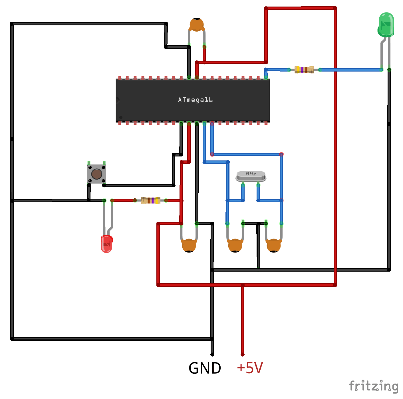 Circuit Diagram for using PWM with AVR Microcontroller Atmega16
