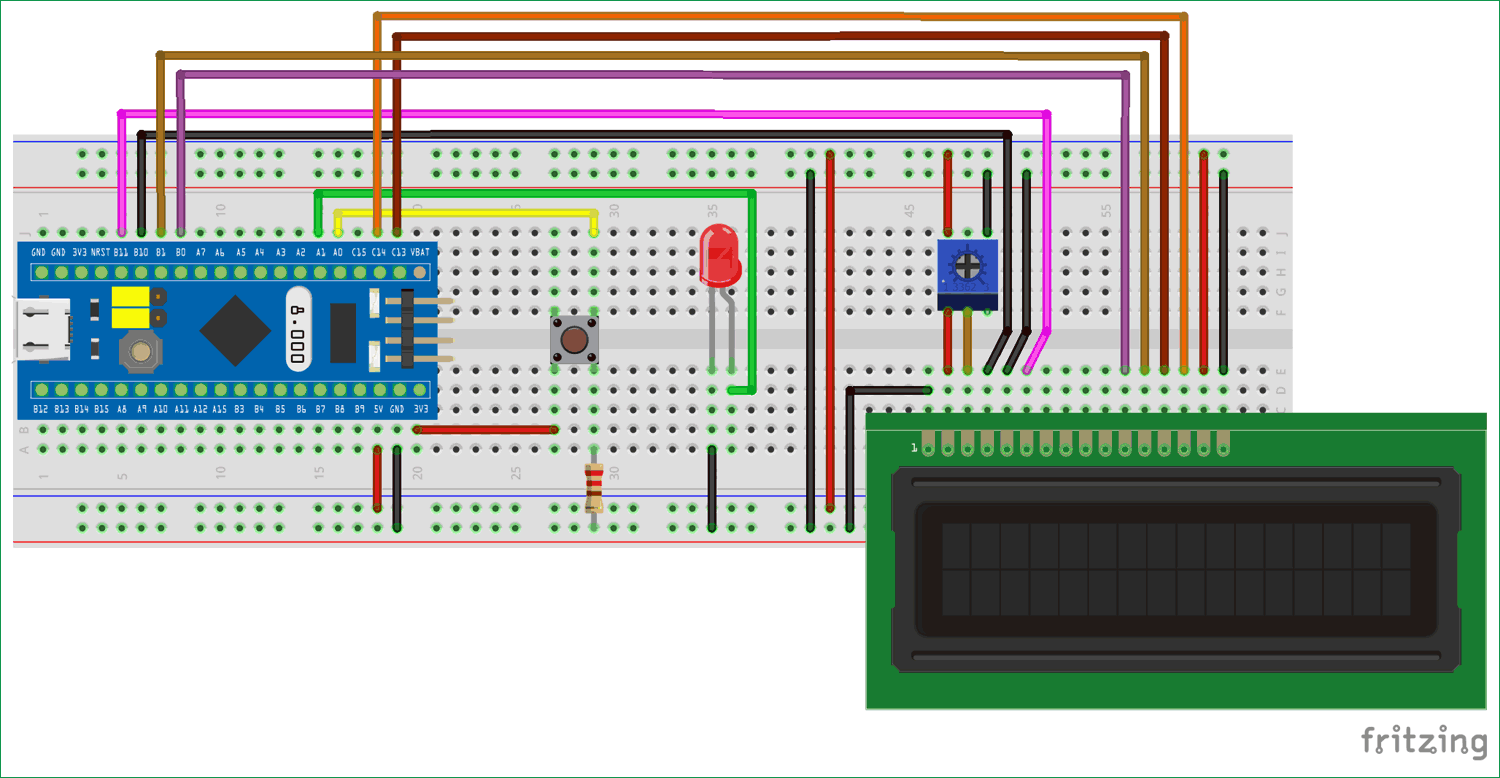 Circuit Diagram for using STM32F103C8 for interrupts