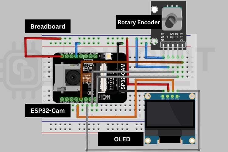 Circuit Diagram of the ESP32 Cam Attendance System