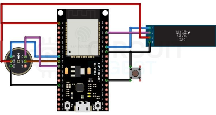 Circuit Diagram of ESP32 Speech to Text System