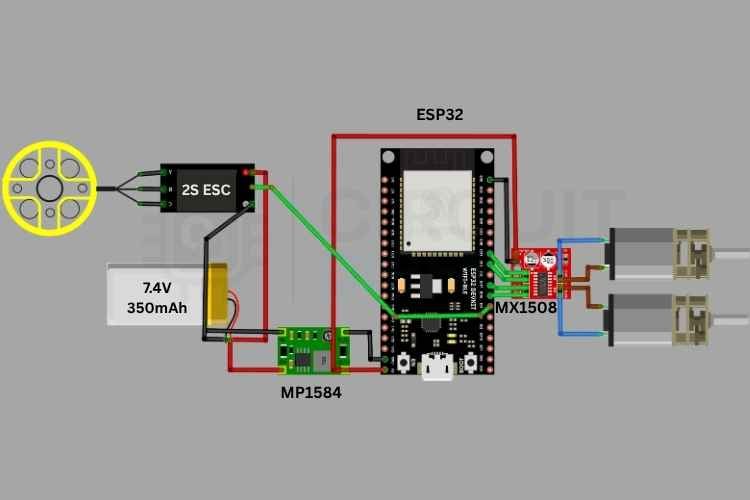 Circuit Diagram of ESP32 Wall Climbing Robot