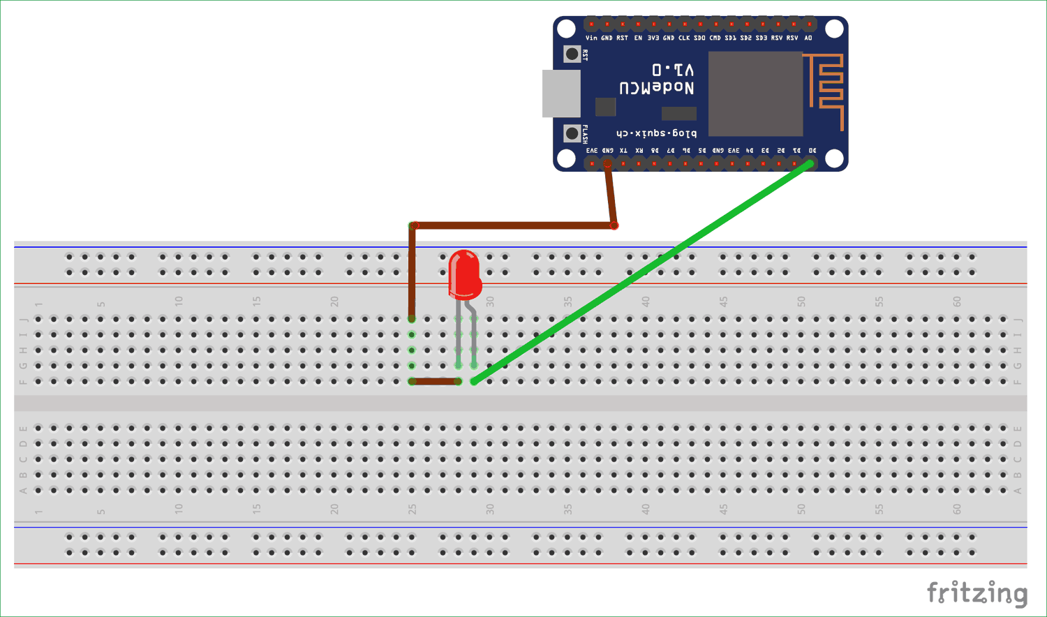 Circuit diagram for Blink LED with NodeMCU ESP-12
