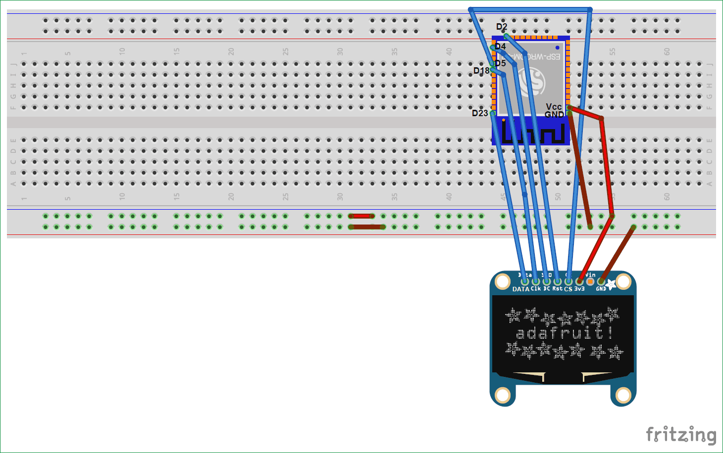 Circuit diagram for Internet Clock using ESP32 and OLED Display