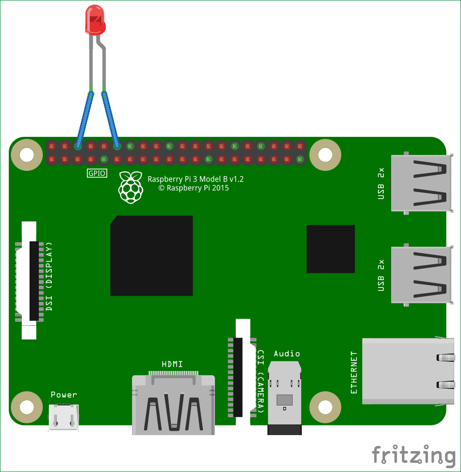 Circuit diagram for Raspberry Pi GPIO control using Amazon Alexa Voice Services