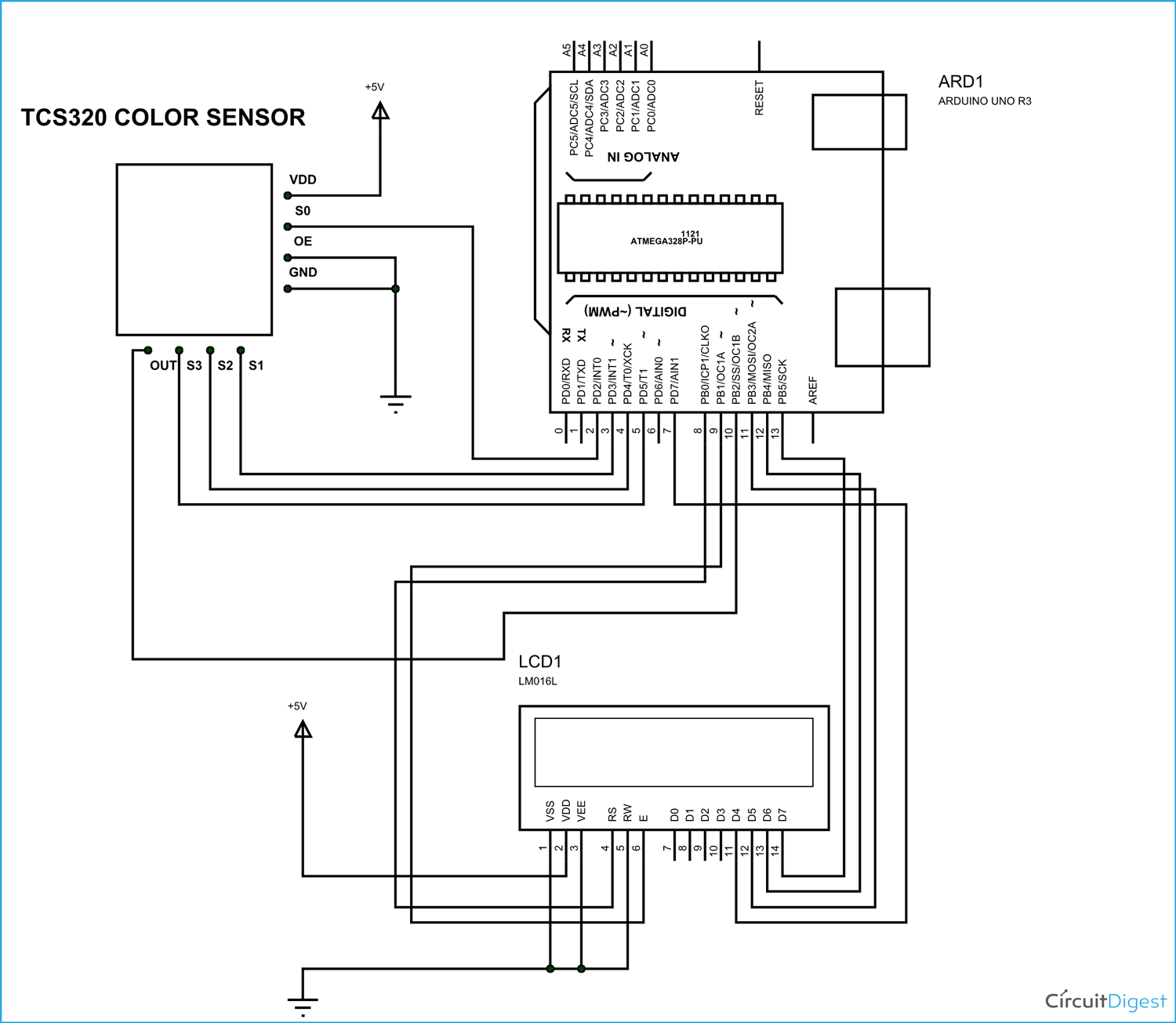 Arduino Založené Barvy, Obvod Snímače,