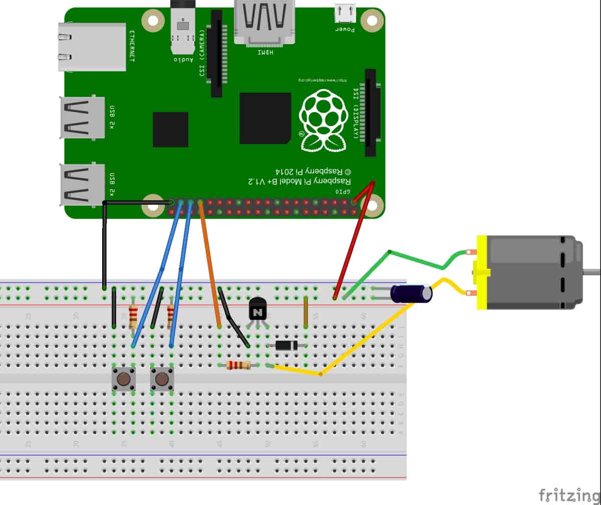 DC motor control with raspberry pi fritzing diagram