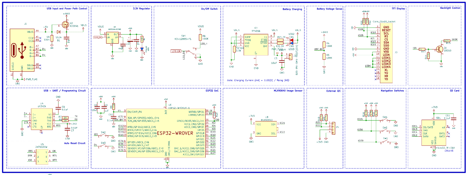 DIY Thermal Camera using ESP32 and MLX90640 Sensor Circuit Diagram