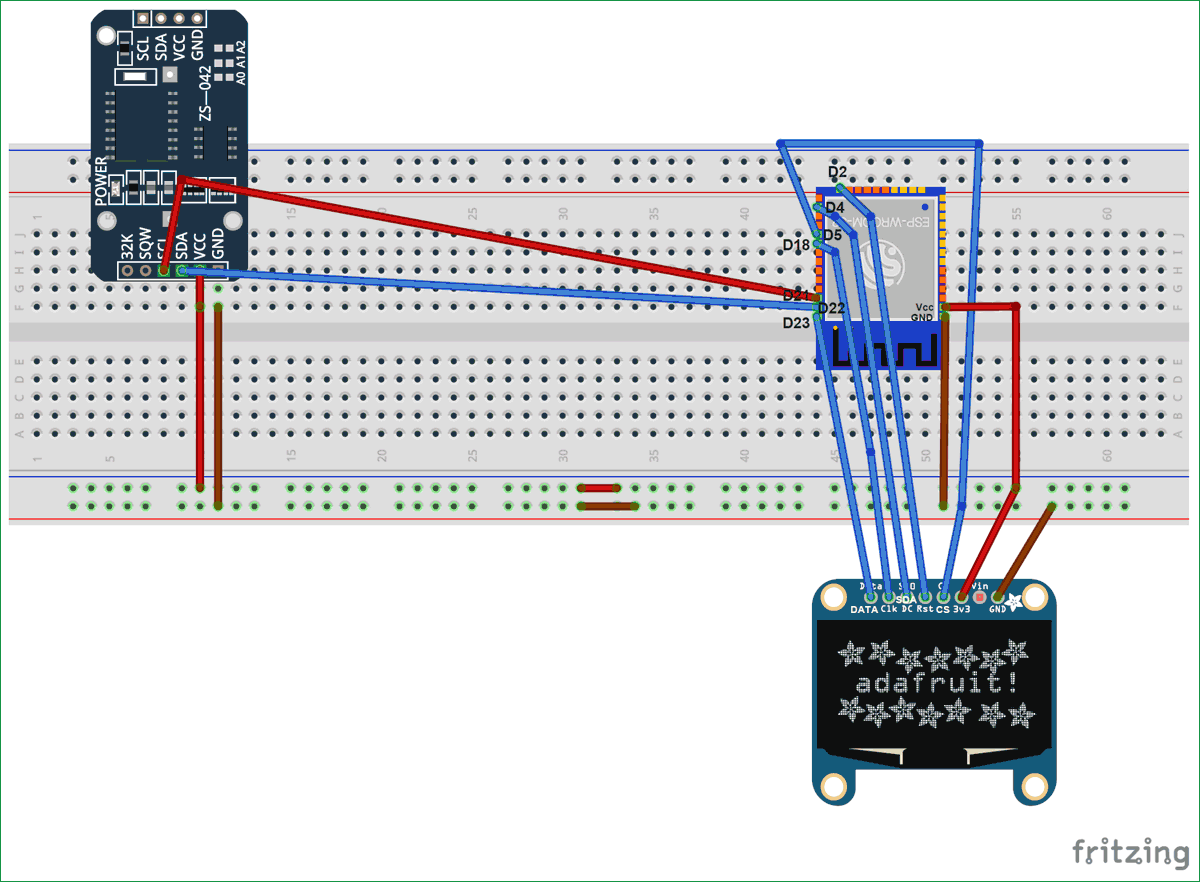 DS3231 Module based ESP32 Real Time Clock circuit diagram