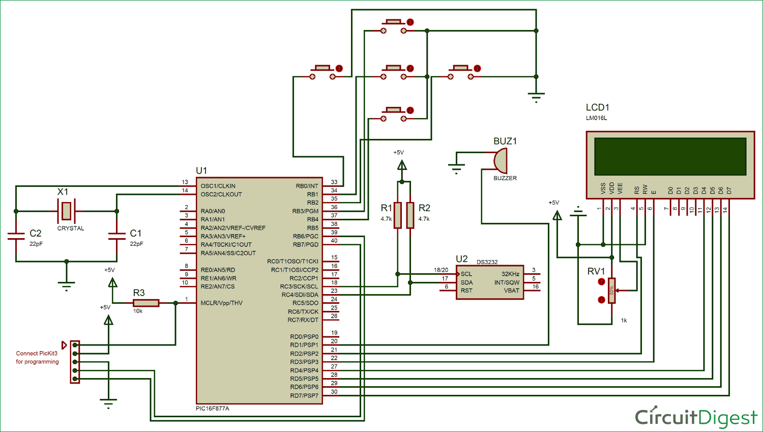 Simple Alarm Clock Circuit Diagram